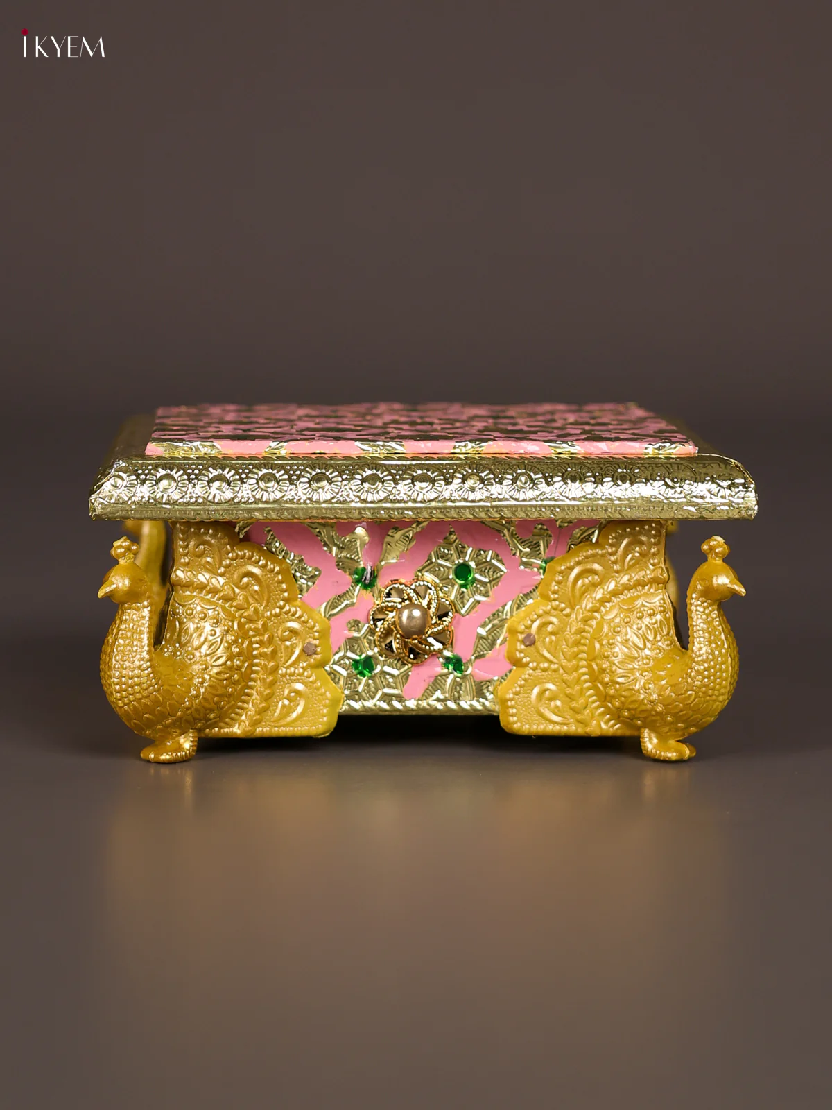 Meenakari Manai with Peacock Embossed Legs - (5x5) - Pink-KEE13002 - Image 2