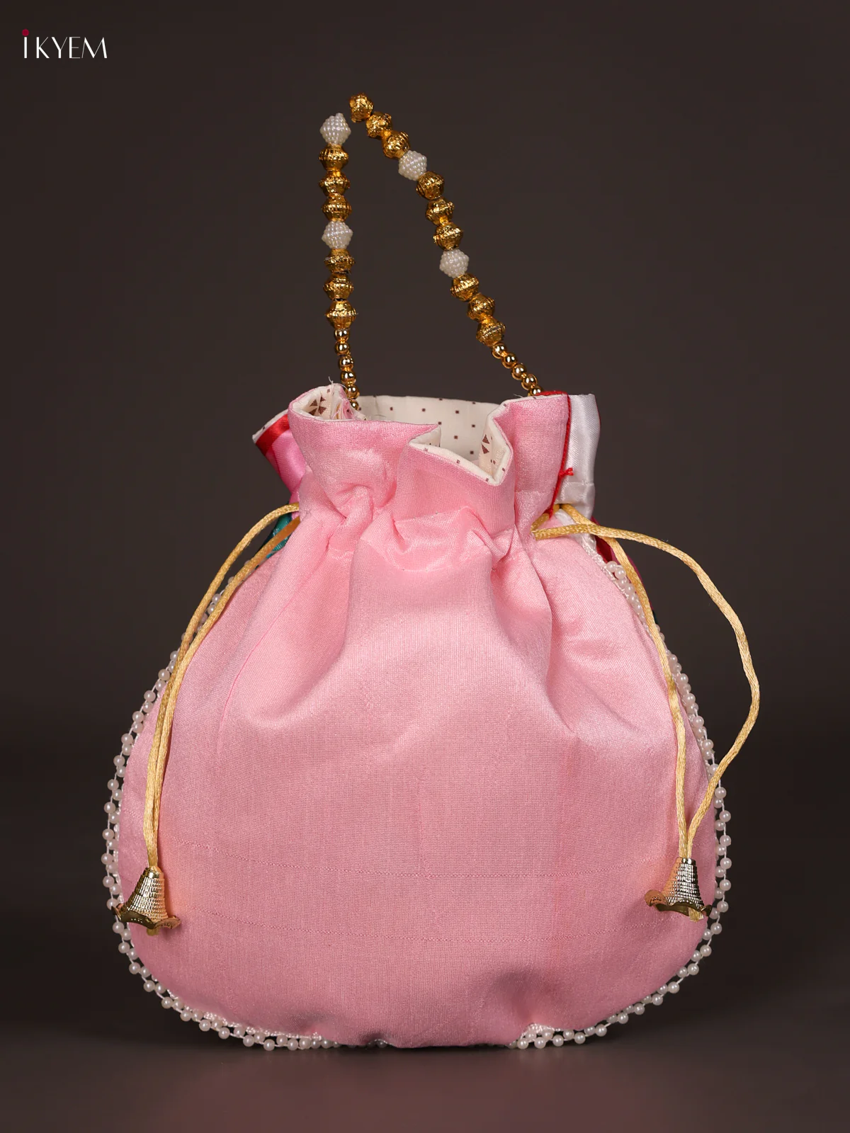 Designer Potli Bags With Beautiful Pichwai Cow Print-Baby pink-KEE14013 - Image 2