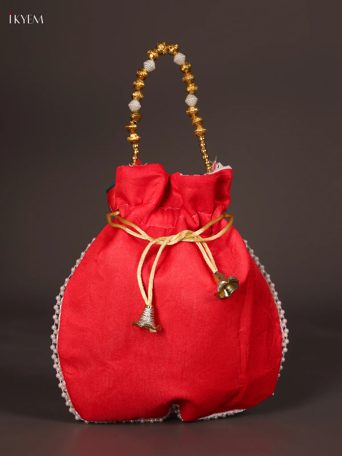 Designer Potli Bags With Beautiful Pichwai Cow Print-Red-KEE14016 - Image 2
