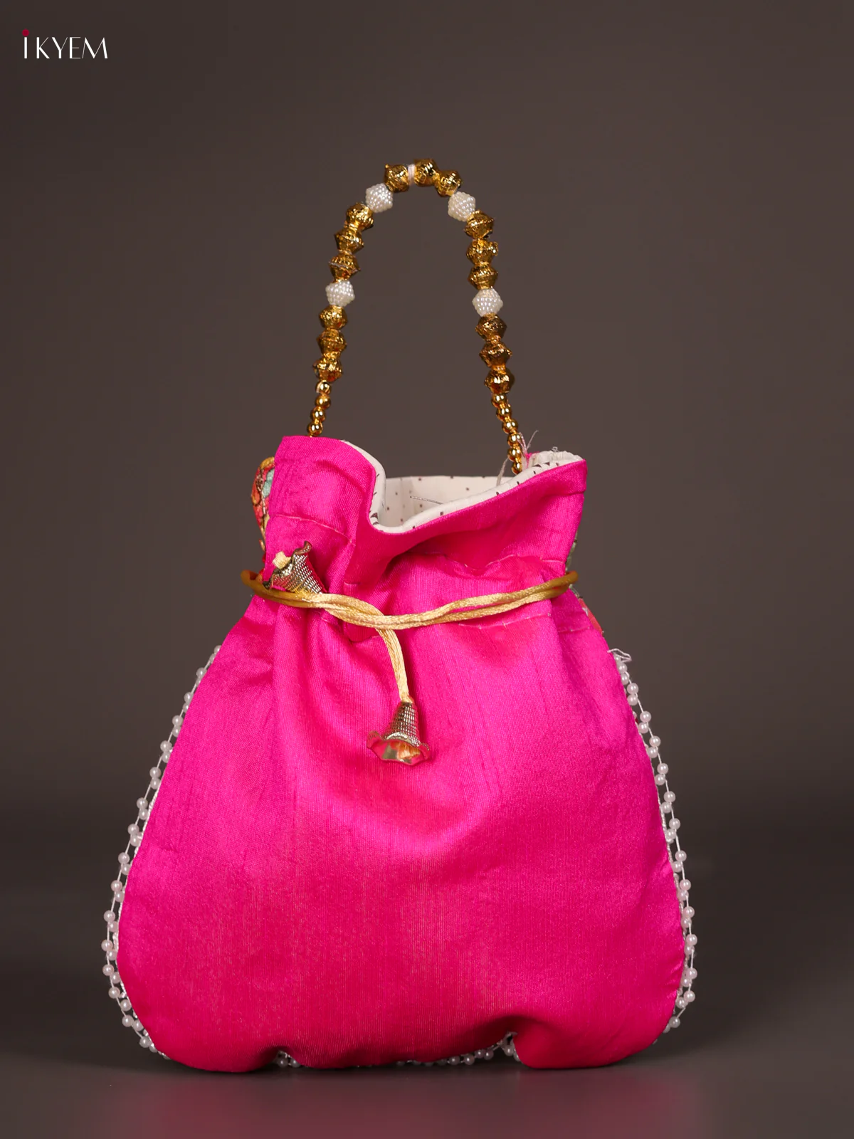 Drawstring Potli Bag- Pink-KEE14019 - Image 2