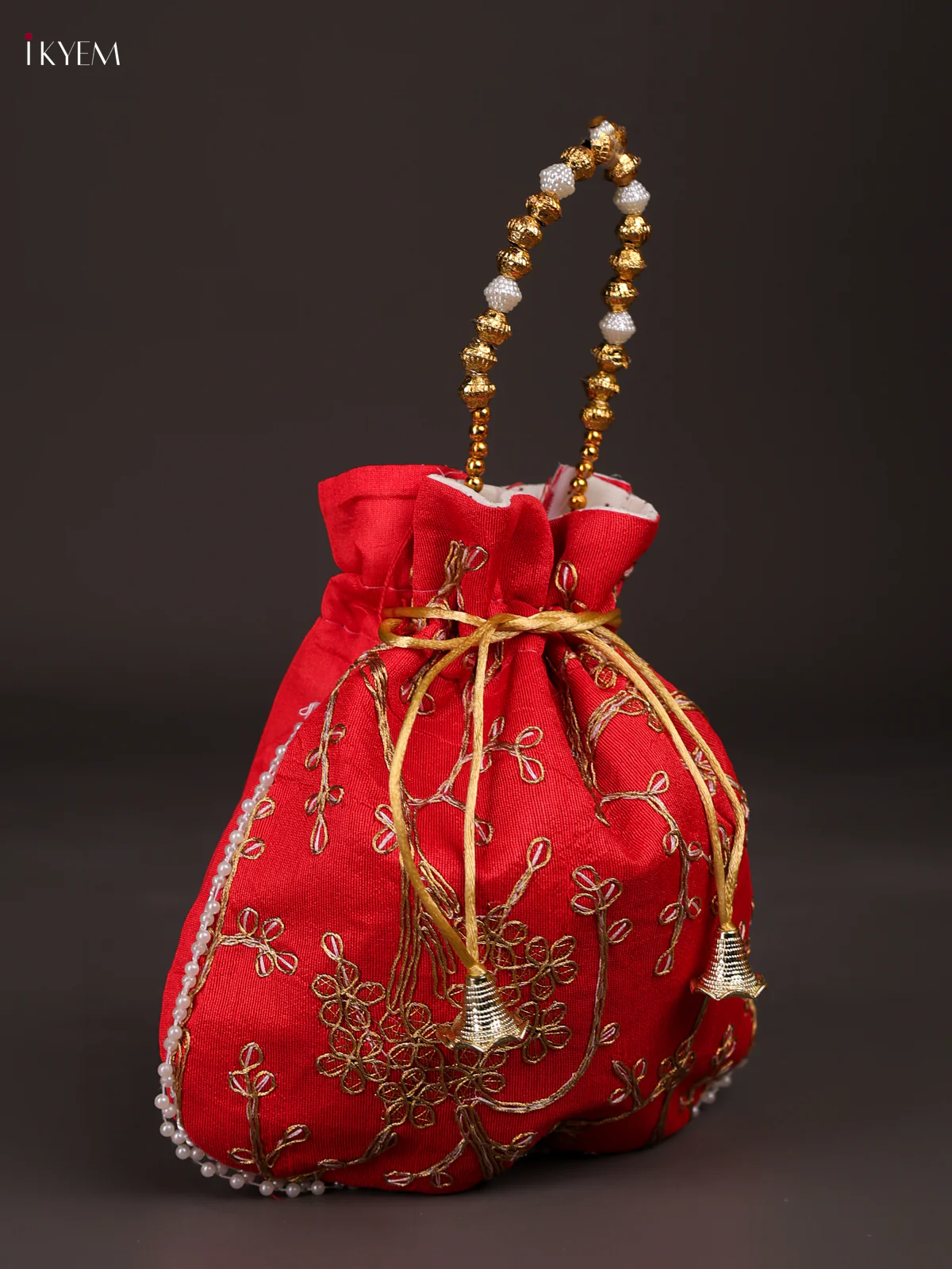 Embroidered Potli Bag- Red-KEE14021 - Image 2