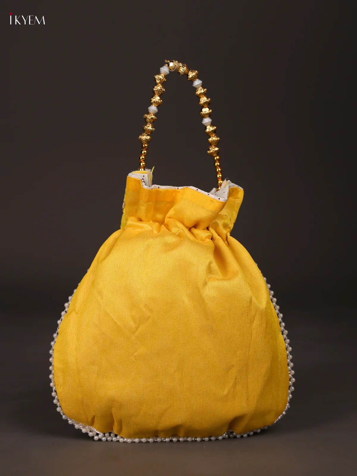 Embroidered Potli Bag- Yellow-KEE14024 - Image 2