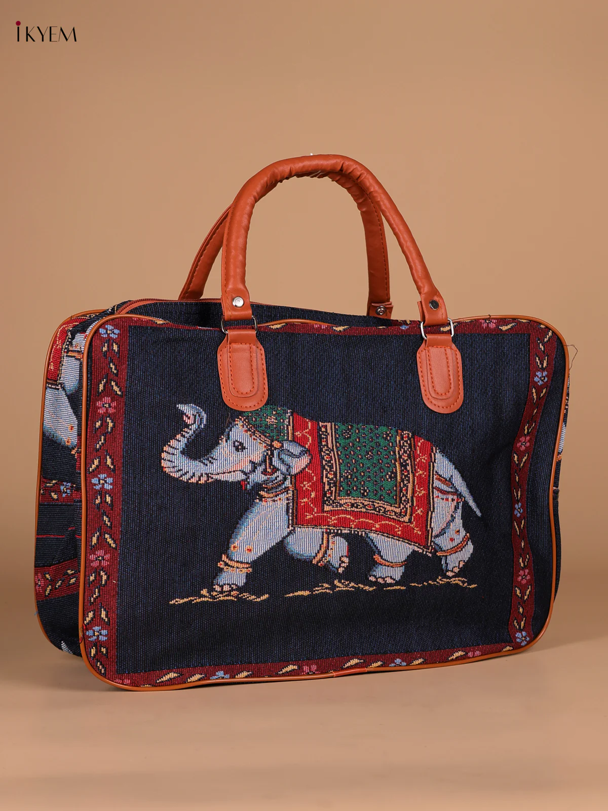 Elephant Printed Hand Bag- Navy Blue-KEE16002 - Image 2