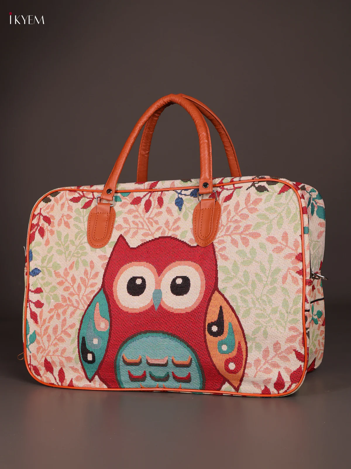 Owl Printed Hand Bag-Peach-KEE16005 - Image 3