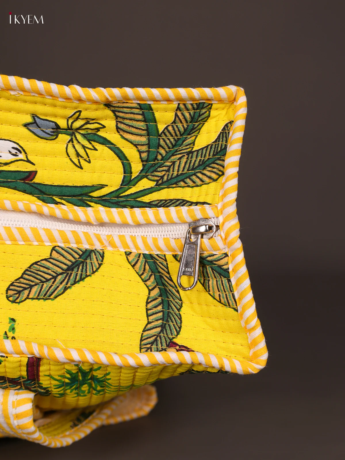 Bird Printed Hand Bag- Yellow-KEE16027 - Image 4