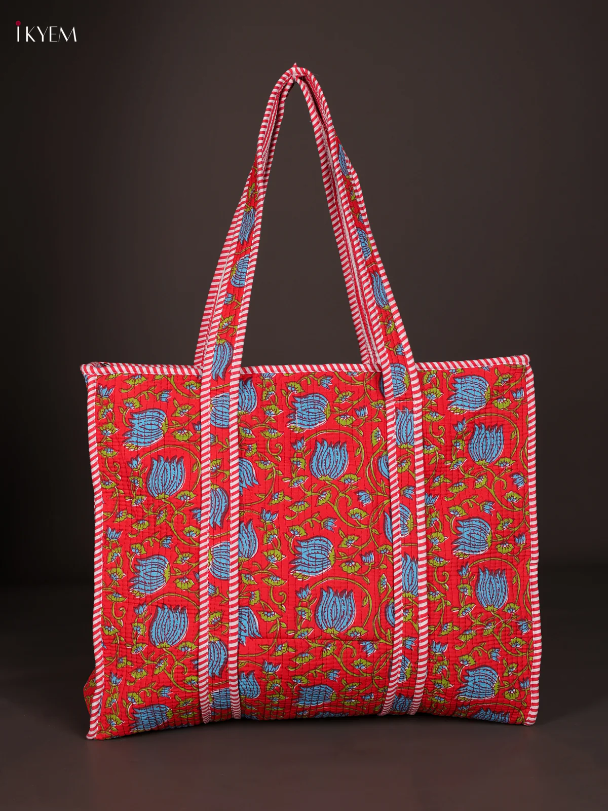 Flower Printed Hand Bag- Red-KEE16035