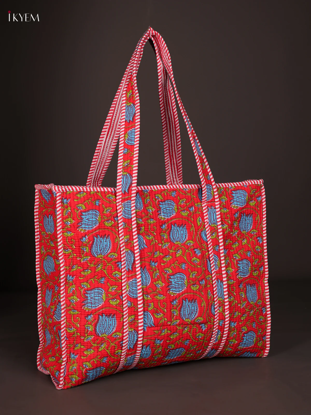 Flower Printed Hand Bag- Red-KEE16035 - Image 2