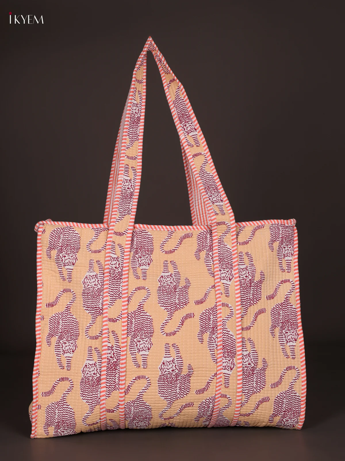 Tiger Printed Hand Bag - Peach-KEE16036
