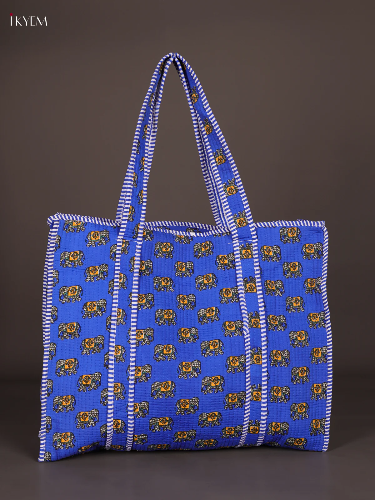 Elephant Printed Hand Bag- Blue-KEE16039