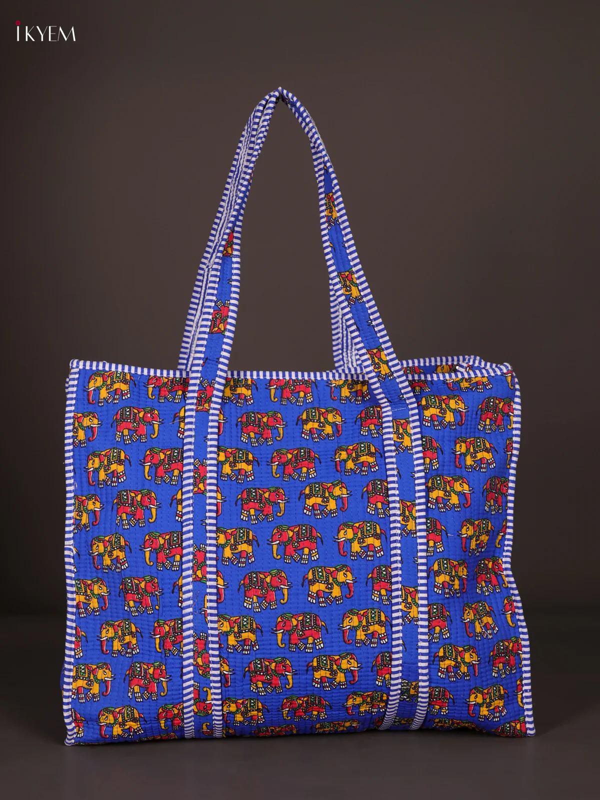 Elephant Printed Hand Bag- Blue-KEE16042
