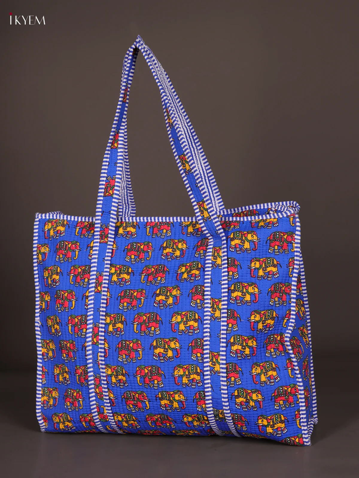 Elephant Printed Hand Bag- Blue-KEE16042 - Image 3