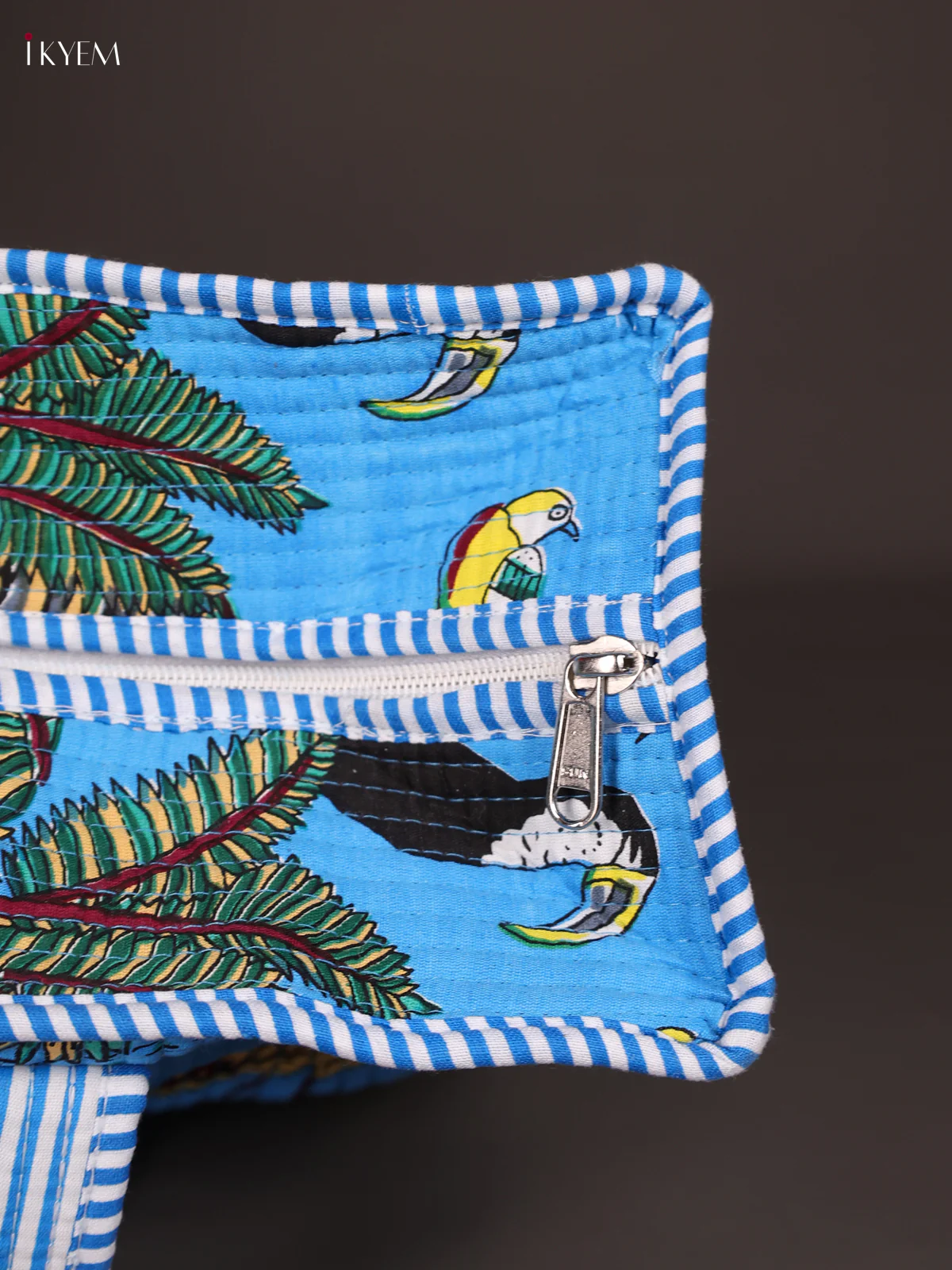 Bird Printed Hand Bag- Sky Blue-KEE16044 - Image 4