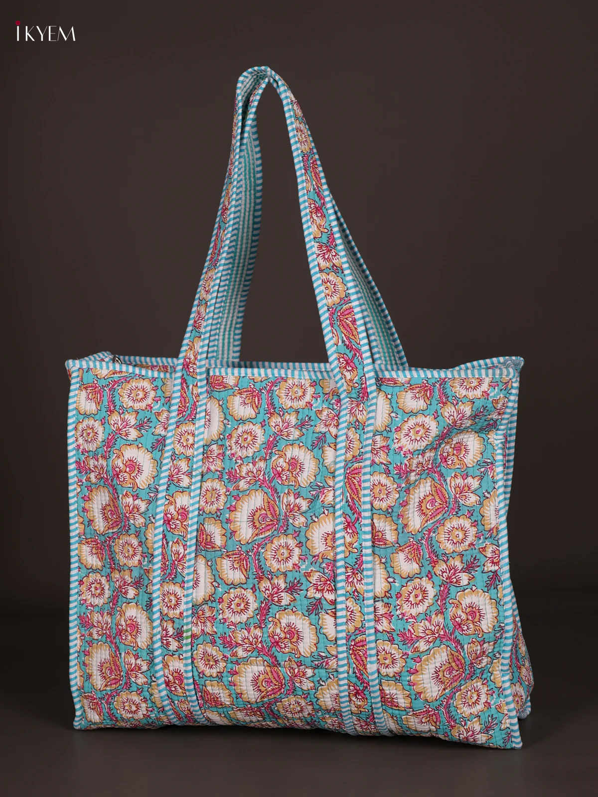 Flower Printed Hand Bag- Green-KEE16046 - Image 3