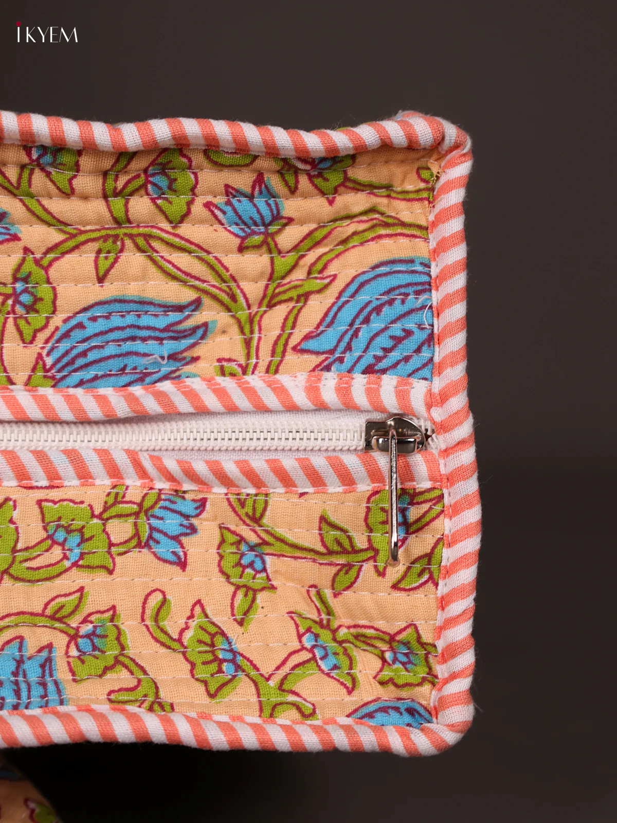 Flower Printed Hand Bag- Peach-KEE16047 - Image 4