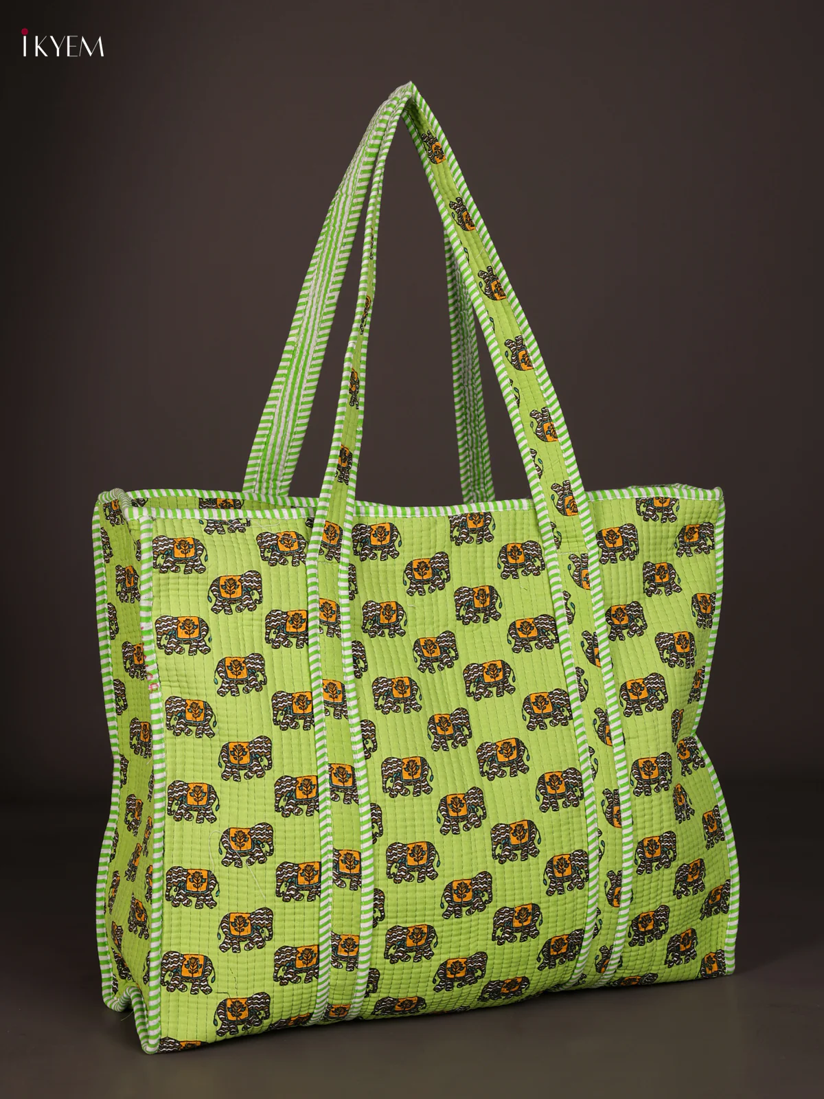 Elephant Printed Hand Bag- Green-KEE16049 - Image 2
