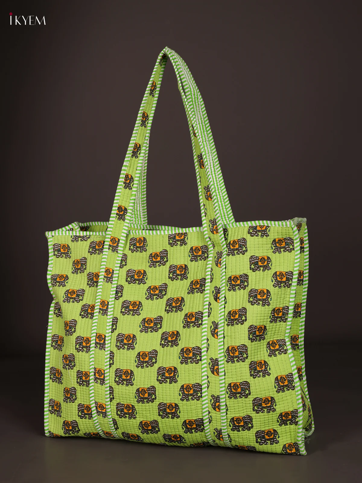 Elephant Printed Hand Bag- Green-KEE16049 - Image 3