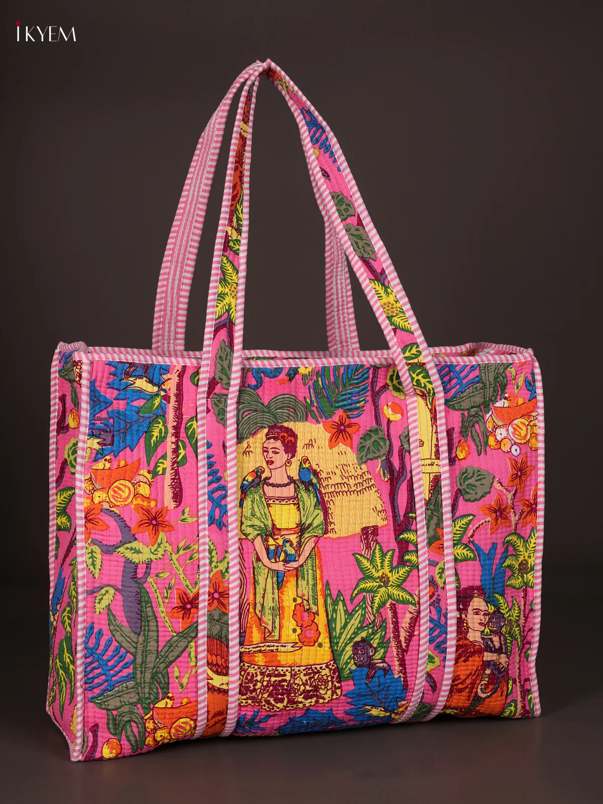 Frida Kahlo Printed Hand bag - Pink-KEE16052 - Image 2