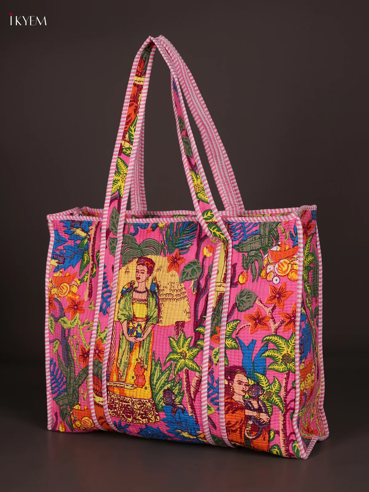 Frida Kahlo Printed Hand bag - Pink-KEE16052 - Image 3