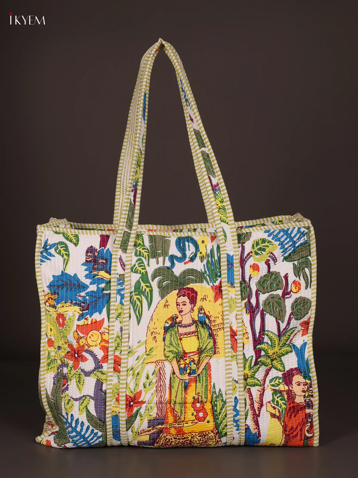 Frida Kahlo Printed Hand bag - White-KEE16053