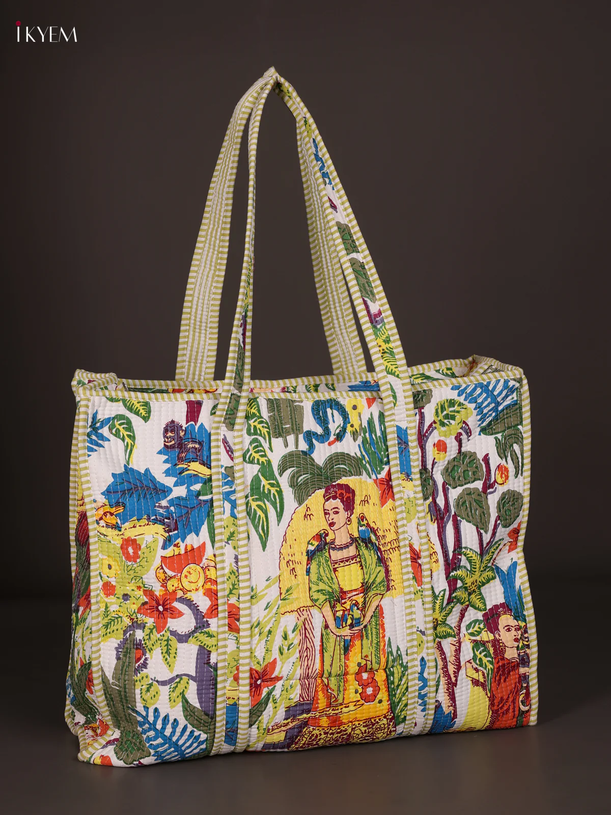 Frida Kahlo Printed Hand bag - White-KEE16053 - Image 2