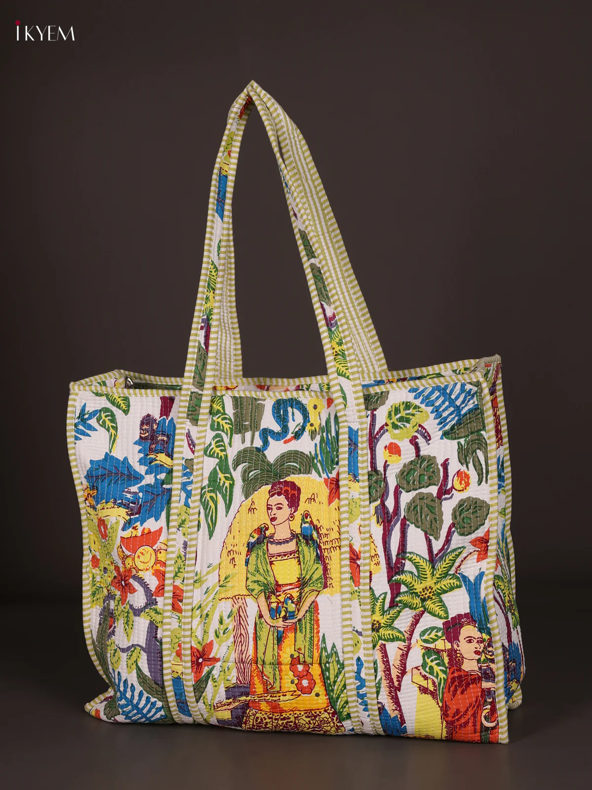 Frida Kahlo Printed Hand bag - White-KEE16053 - Image 3