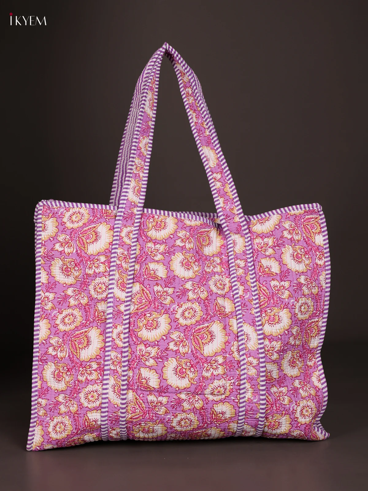 Flower Printed Hand Bag- Baby Pink-KEE16055