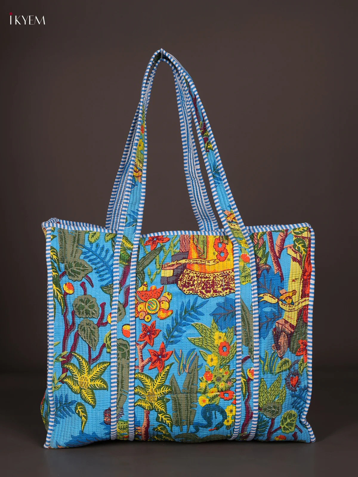 Frida Kahlo Printed Hand bag - Blue-KEE16059