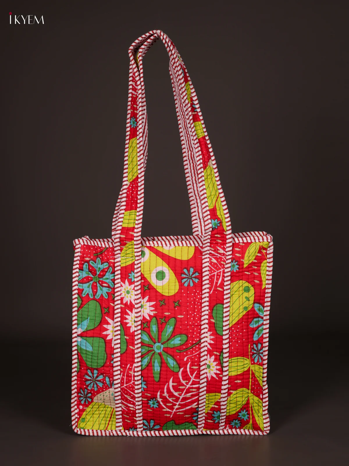 Flower Printed Hand Bag- Red-KEE16067