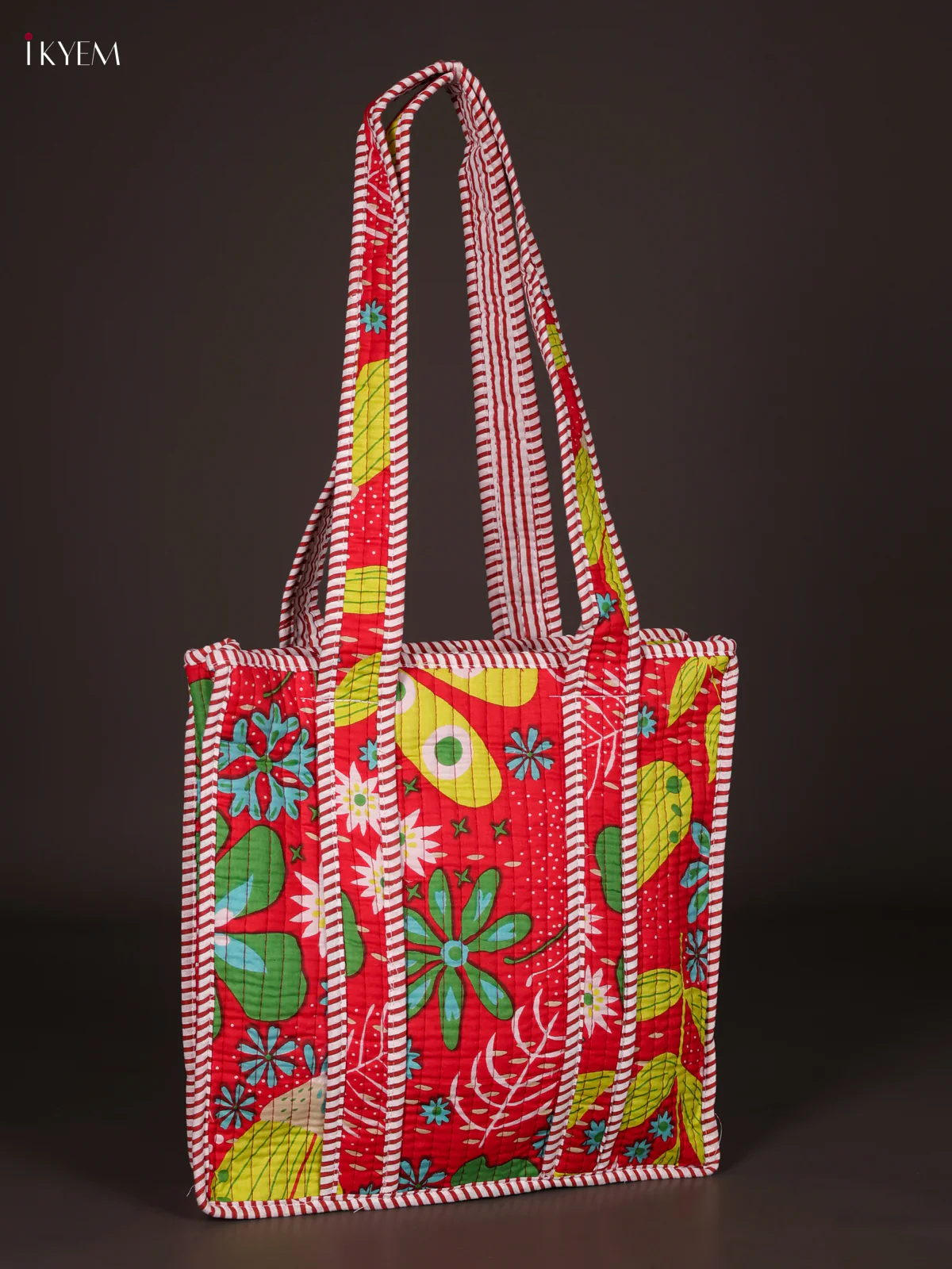 Flower Printed Hand Bag- Red-KEE16067 - Image 2