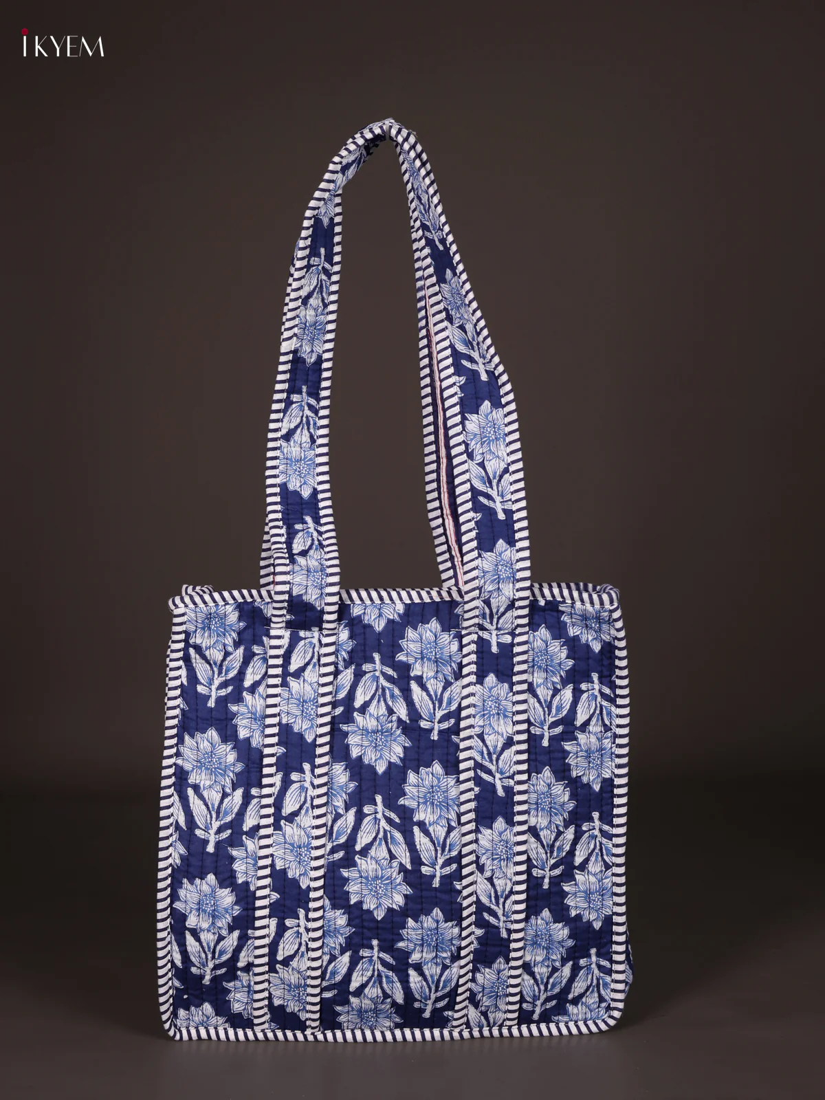 Flower Printed Hand Bag- Blue-KEE16068