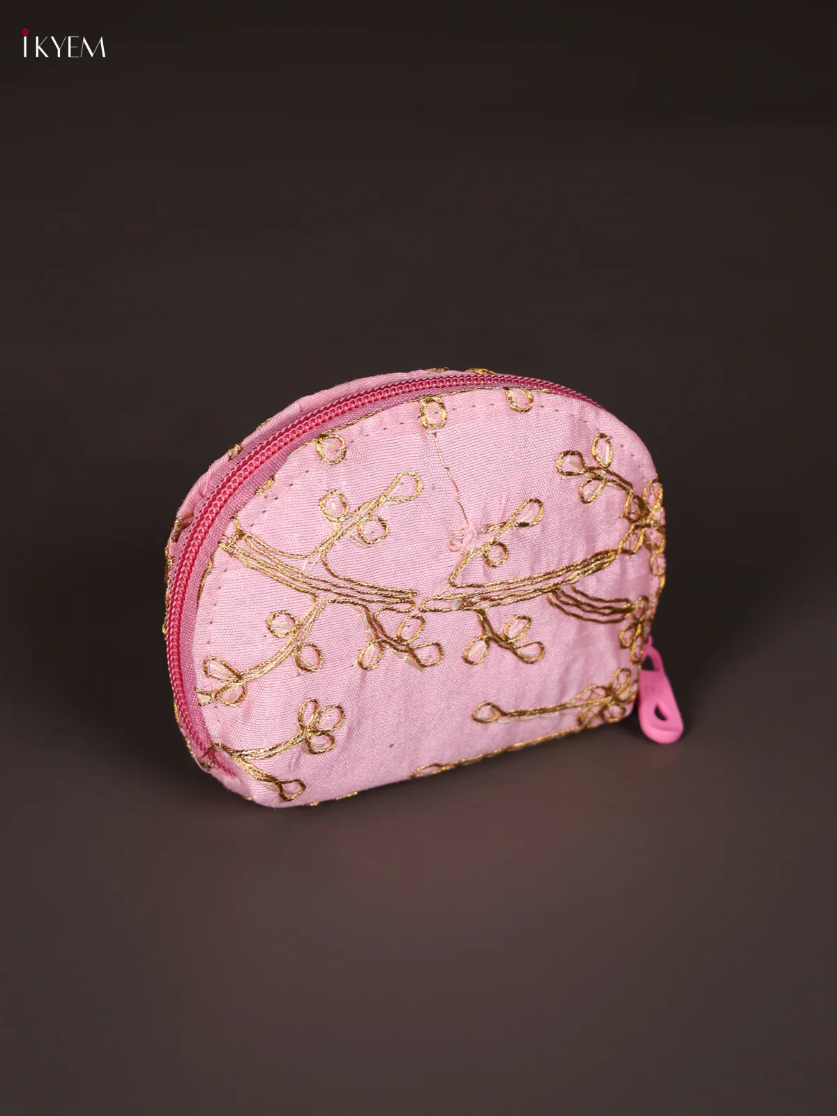 Mini Coin Pouch With Zari- Baby Pink-KEE16077 - Image 2