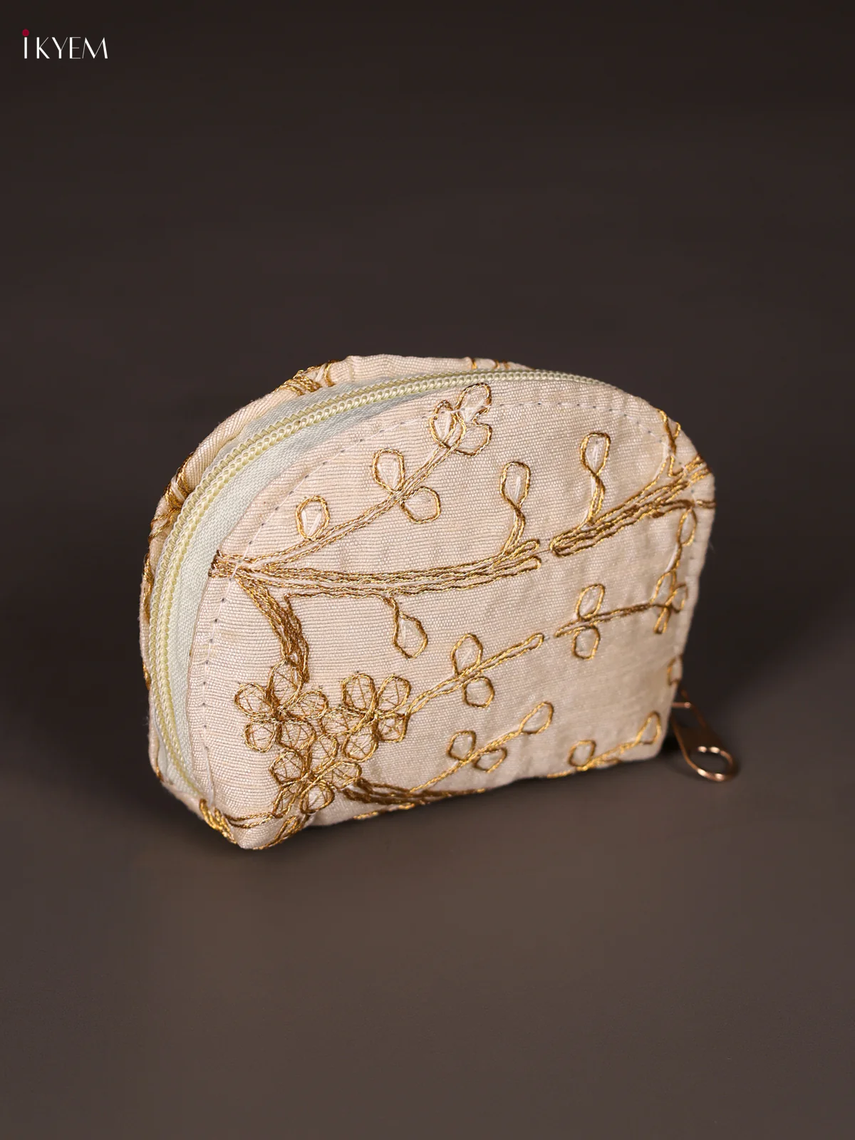 Mini Coin Pouch With Zari- White-KEE16080 - Image 2
