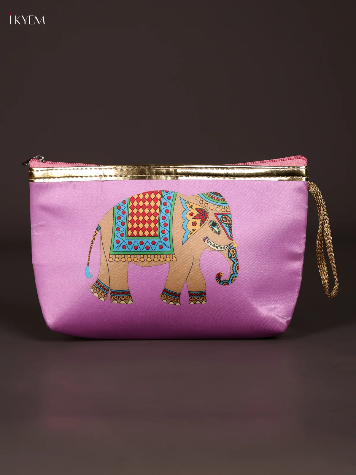 Digital Printed Elephant Purse With Zipper-Baby Pink-KEE21033 - Image 2