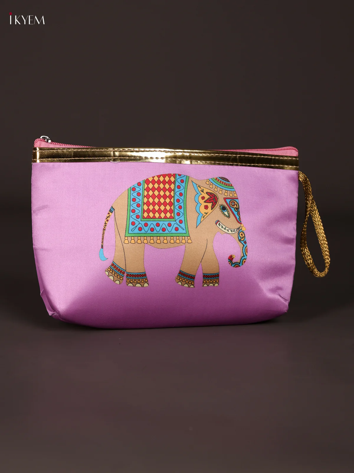 Digital Printed Elephant Purse With Zipper-Baby Pink-KEE21033 - Image 3