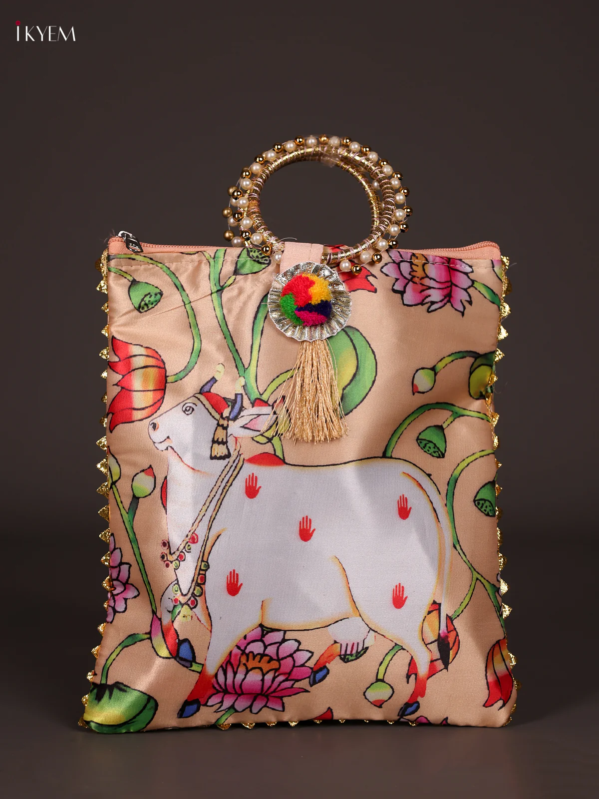 Cow Digtal Printed Gift Bag bangle Handle- Peach-KEE21039