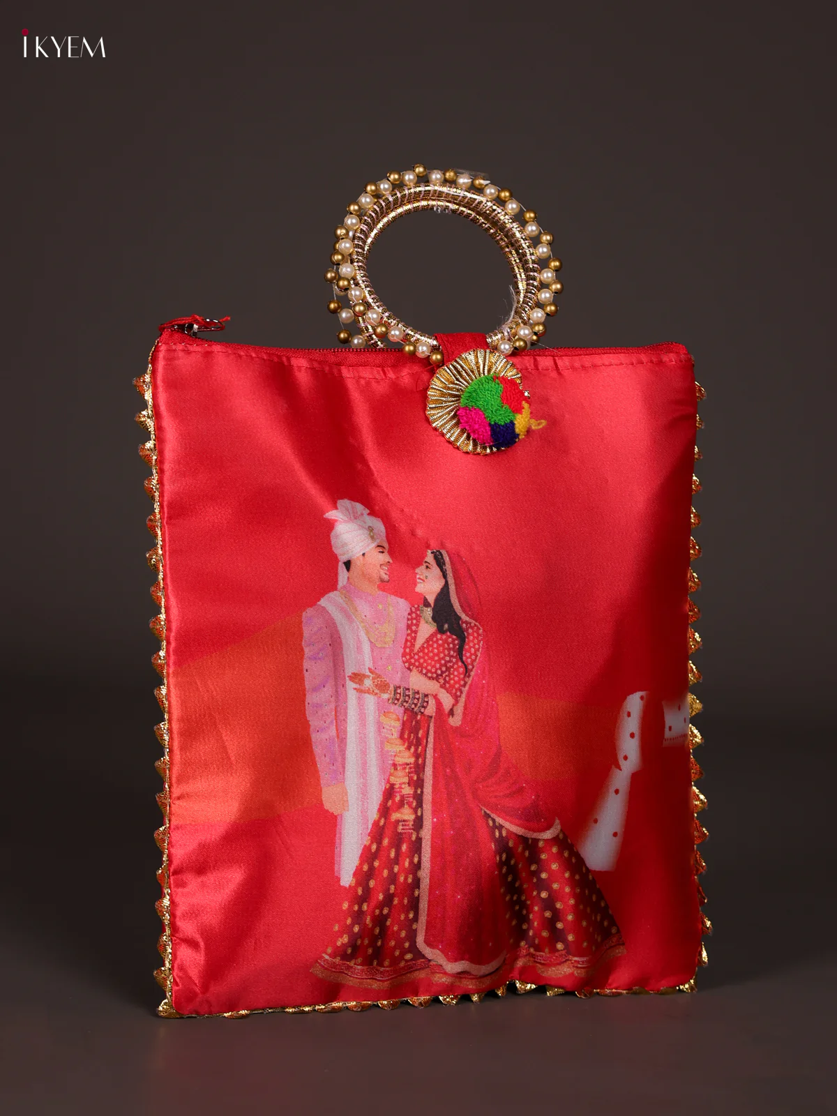 Wedding Couple Gift Bag With Bangle Handle- Red-KEE21043 - Image 2