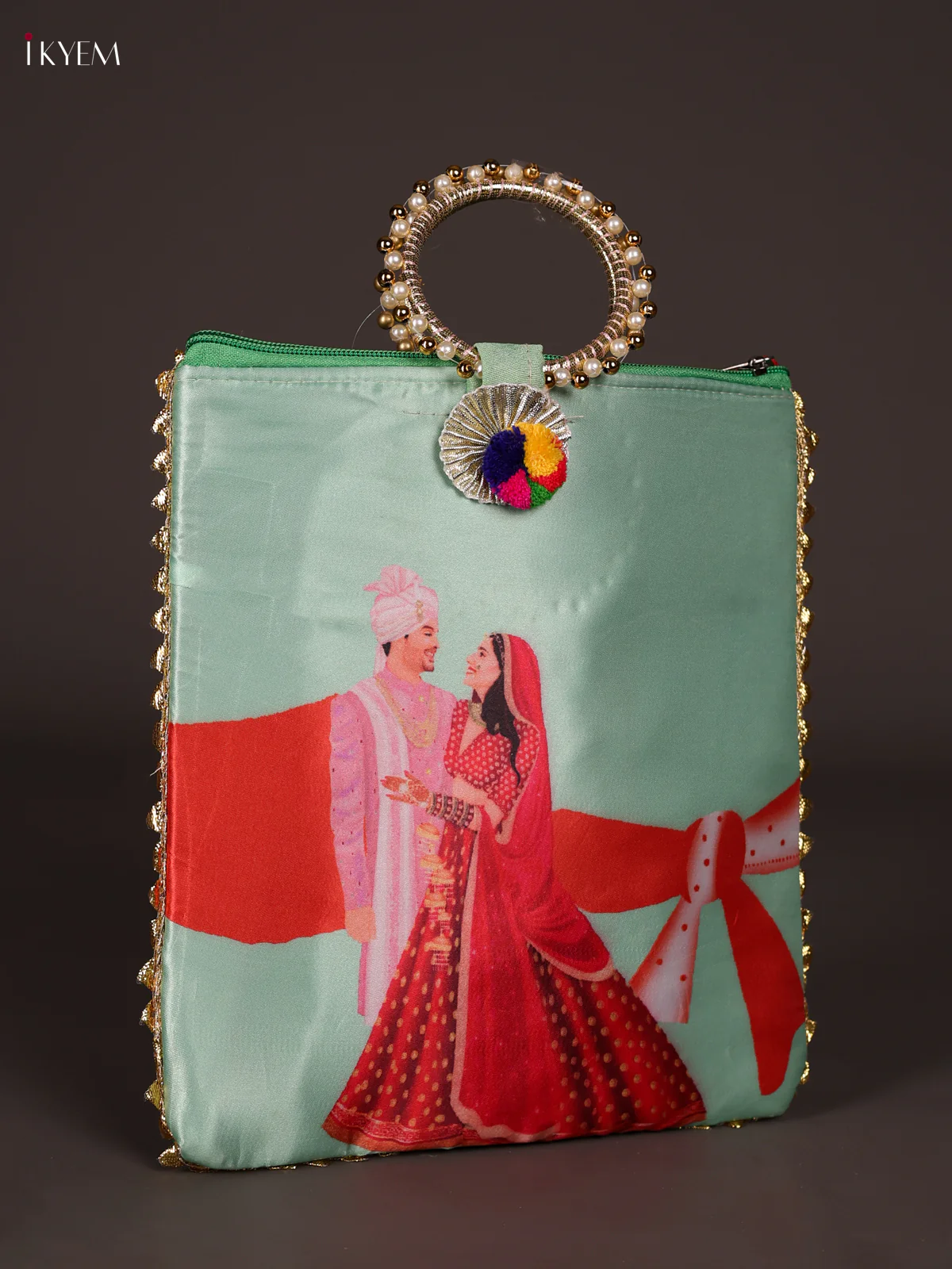 Wedding Couple Gift Bag With Bangle Handle- Green-KEE21044 - Image 2