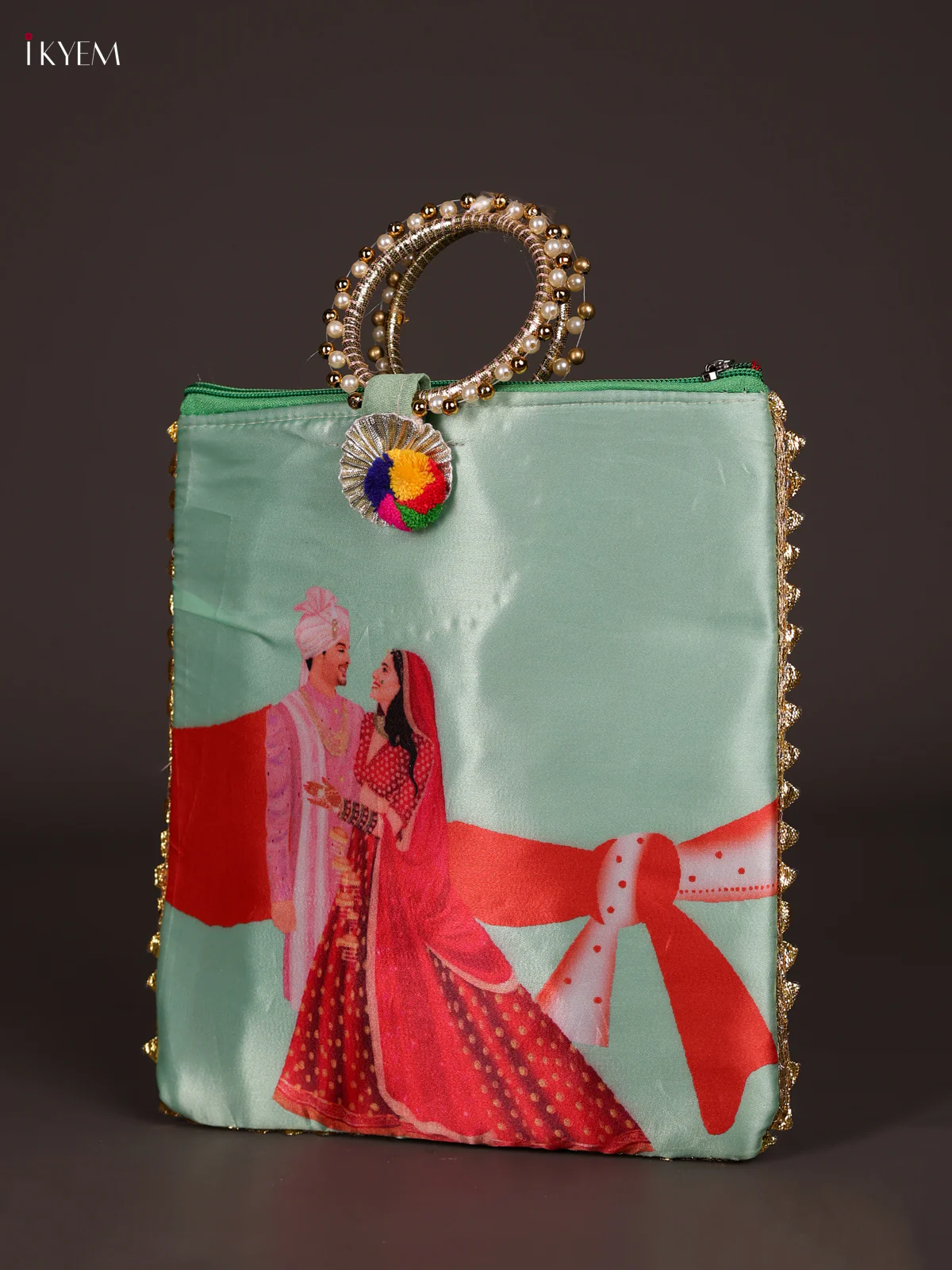 Wedding Couple Gift Bag With Bangle Handle- Green-KEE21044 - Image 3