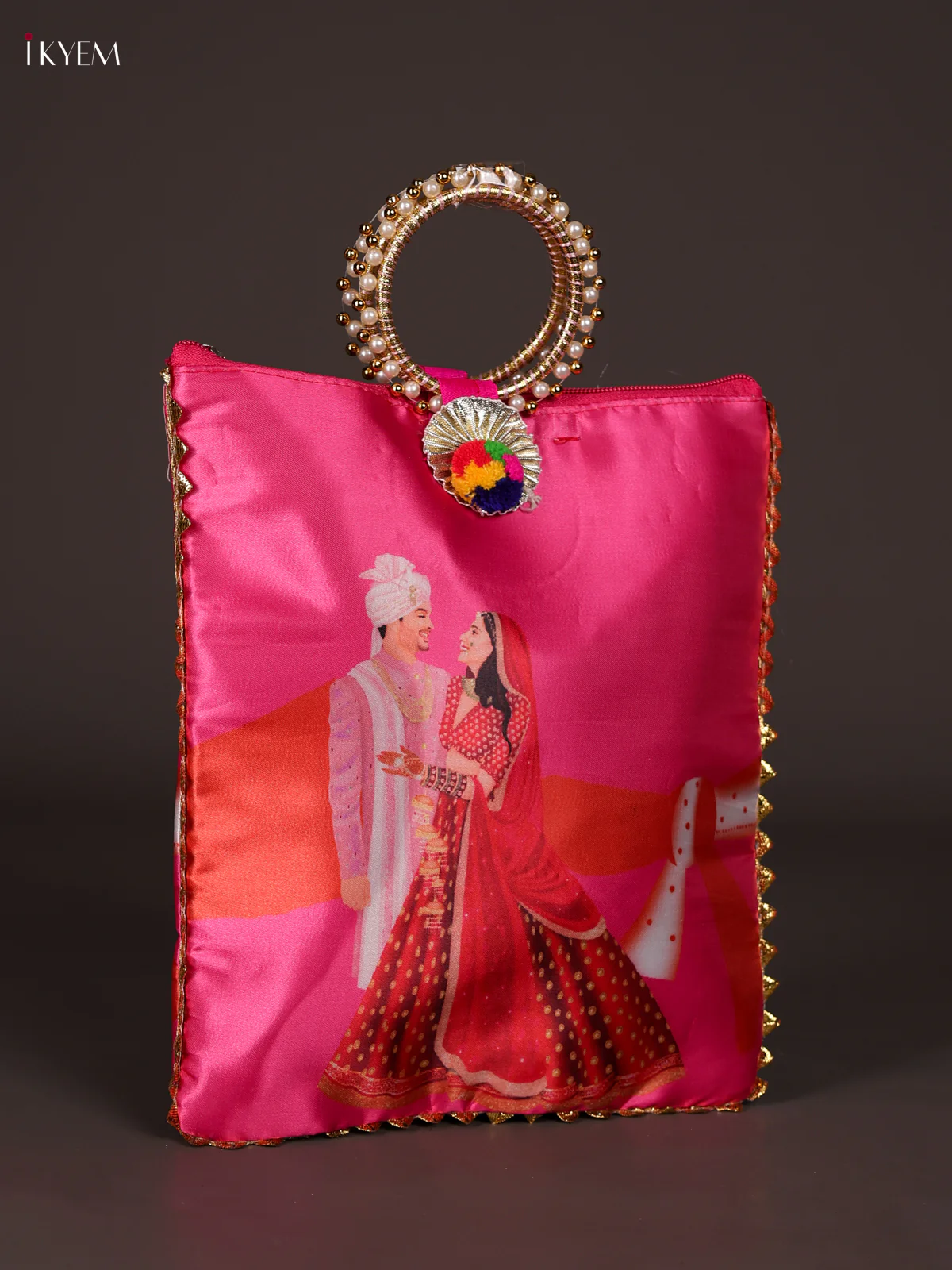 Wedding Couple Gift Bag With Bangle Handle- Pink-KEE21045 - Image 2