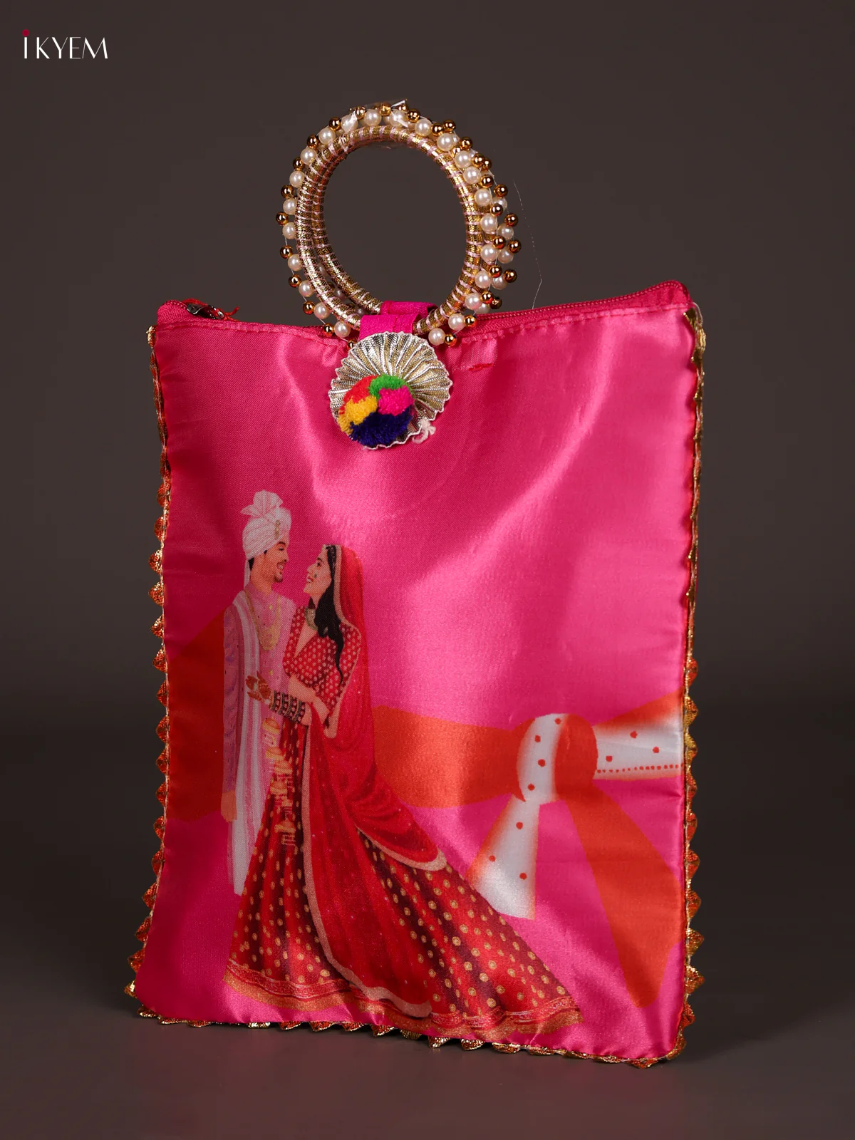 Wedding Couple Gift Bag With Bangle Handle- Pink-KEE21045 - Image 3
