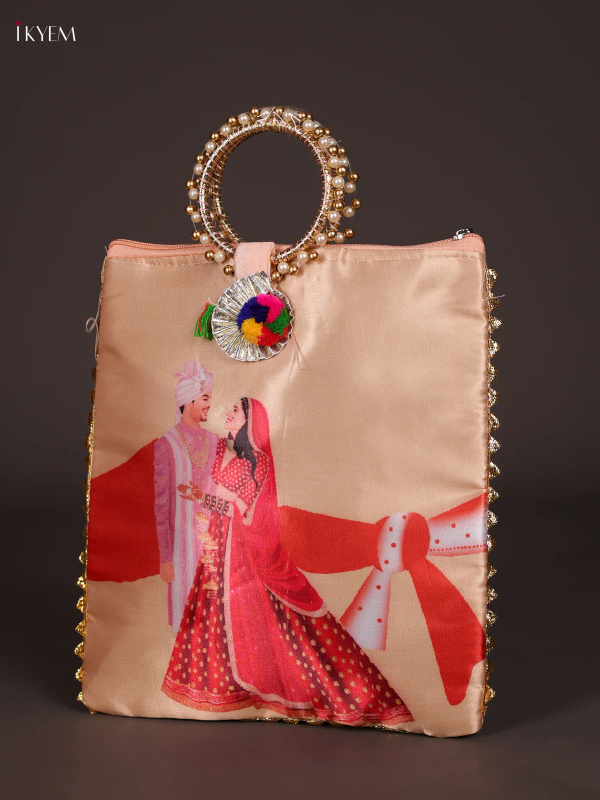 Wedding Couple Gift Bag With Bangle Handle- Peach-KEE21046 - Image 2