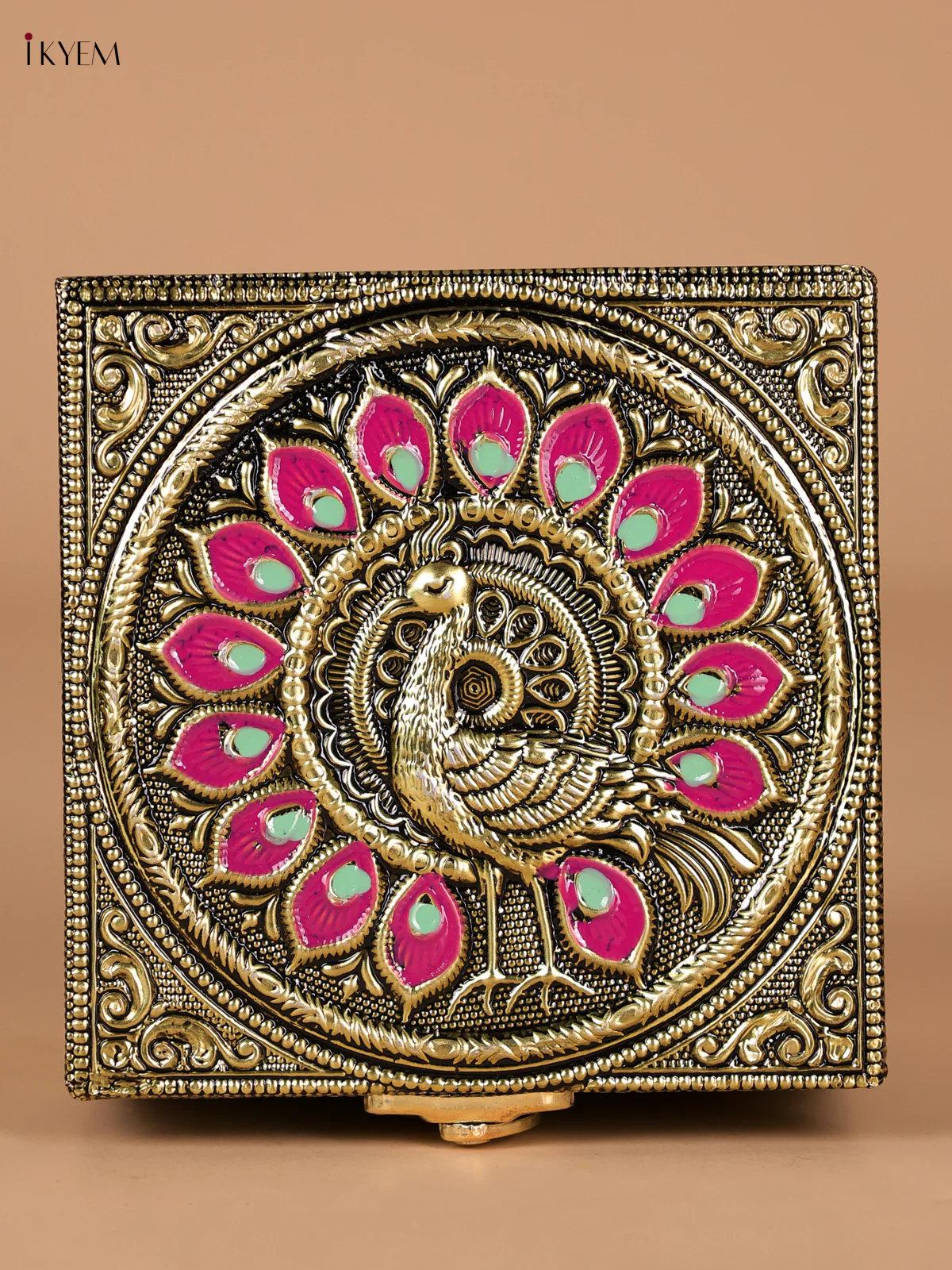 Meenakari Wooden Dry Fruit Box with 1 Glass Jars - Peacock design-KEE25001 - Image 4