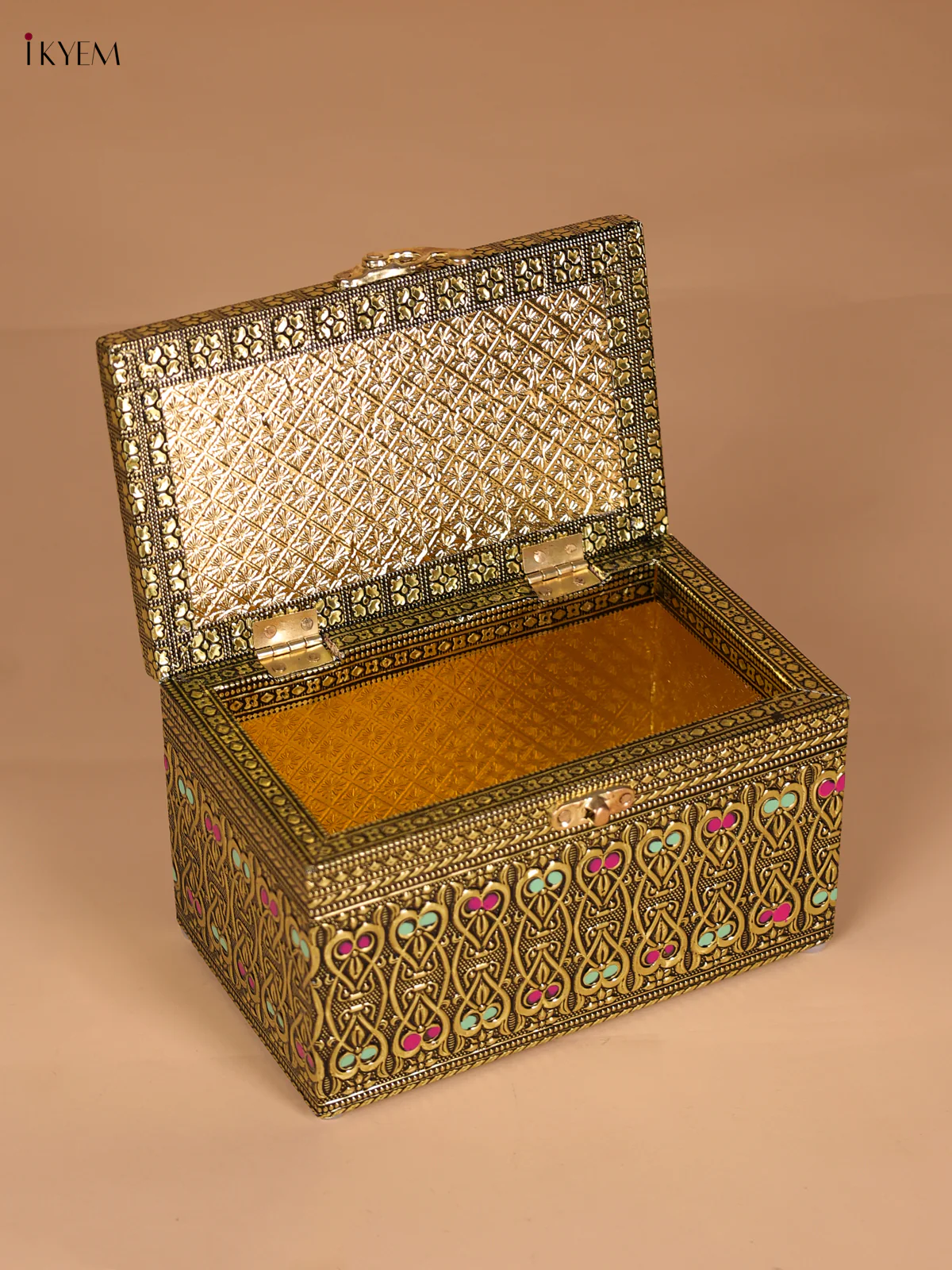 Meenakari Wooden Dry Fruit Box with 2 Glass Jars - Peacock design-KEE25002 - Image 3