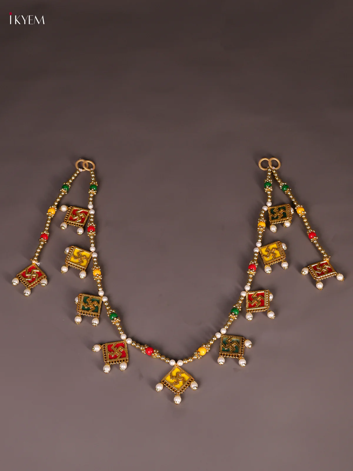 Swastik Thoran Set With Pearls-Gold-KEE27002