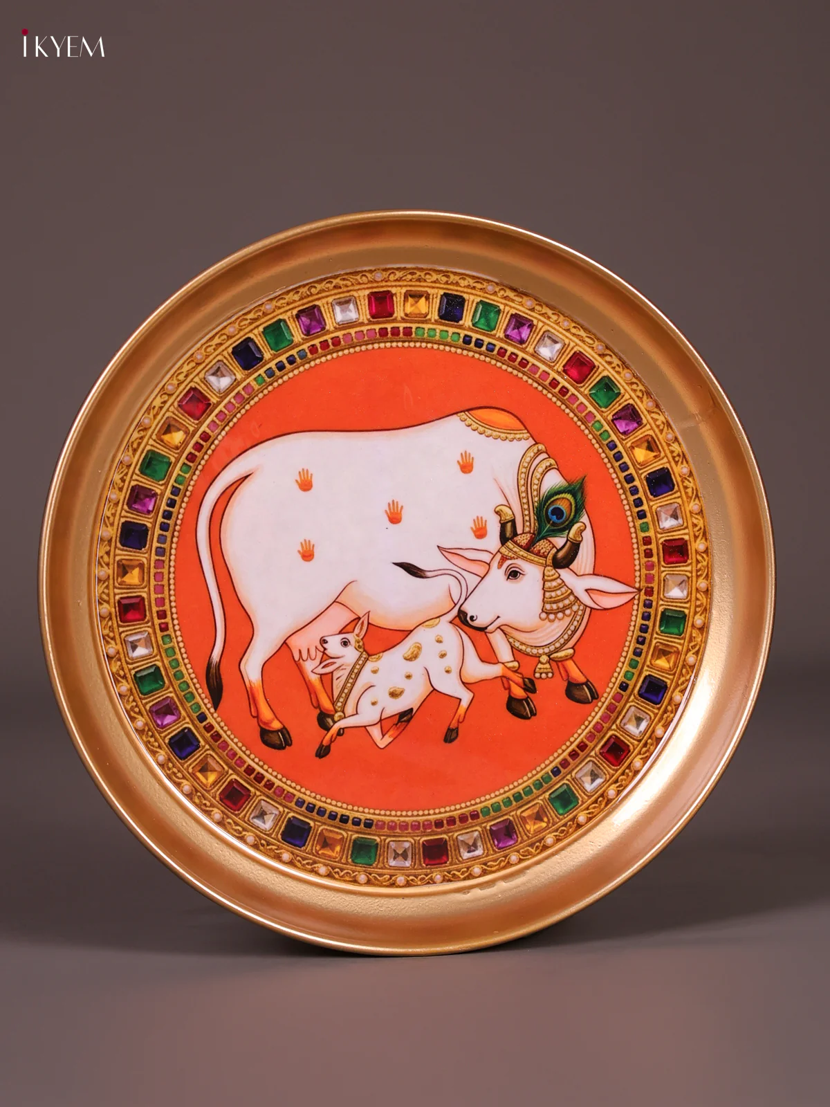 Brass Coated Plate Cow&Calf - Orange-KEF02002 - Image 2
