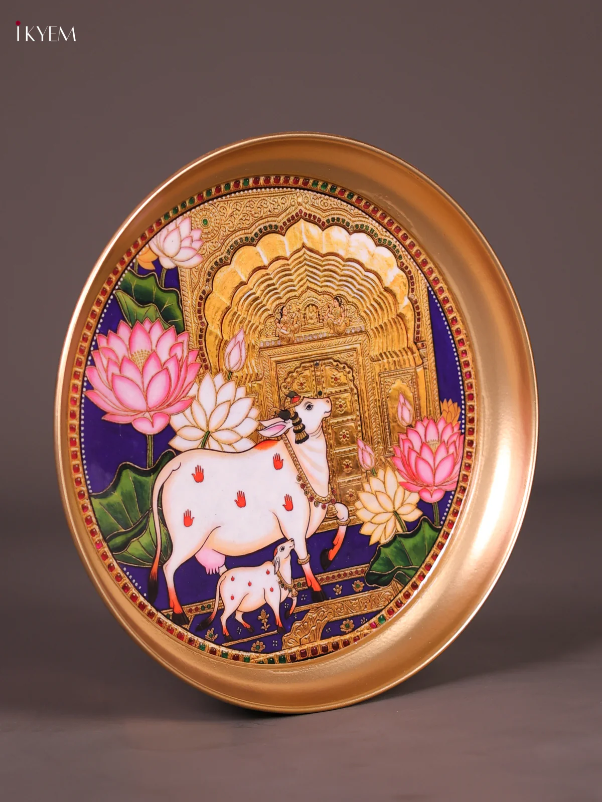Brass Coated Plate Cow&Calf - Blue-KEF02005 - Image 3