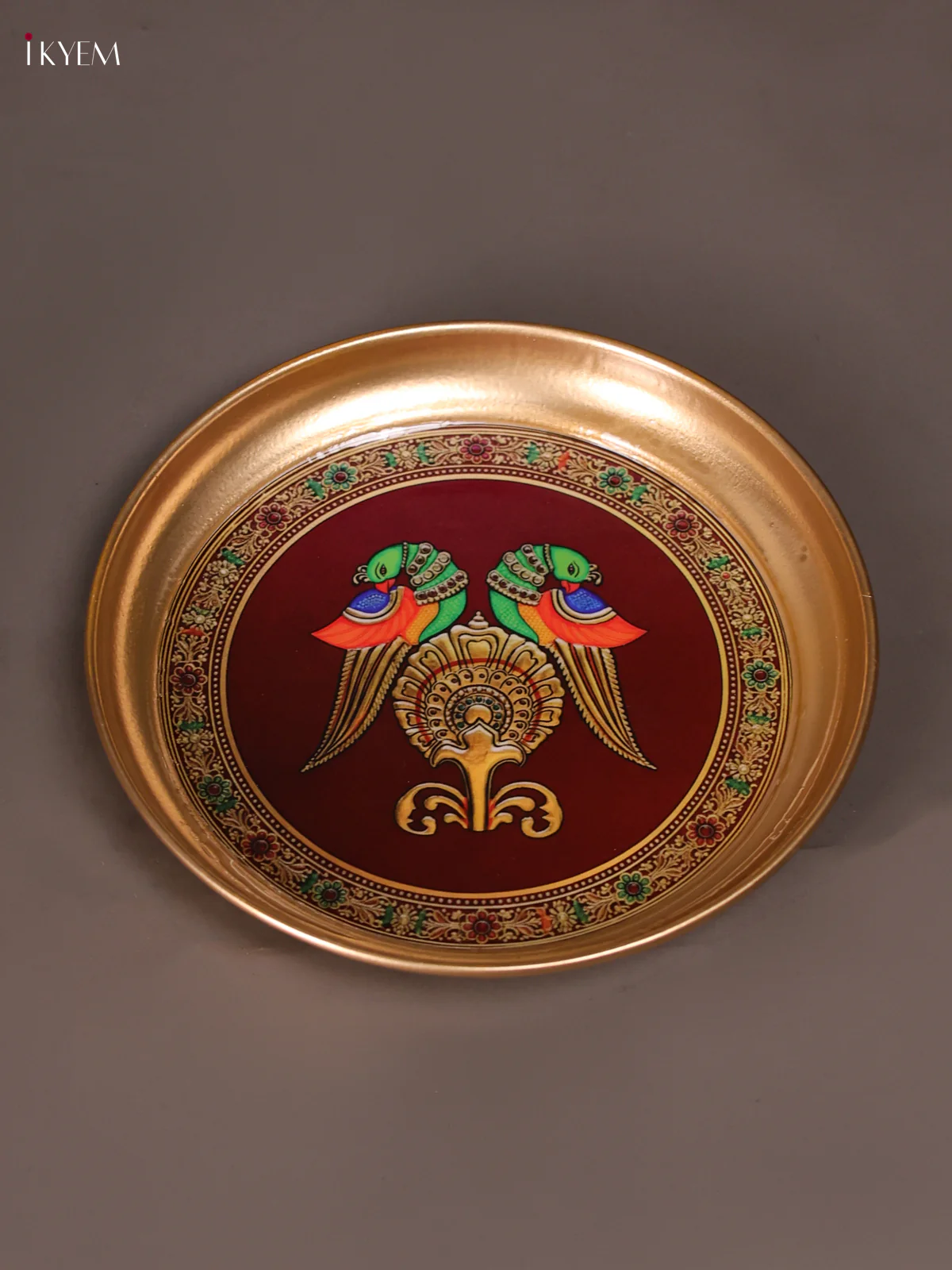 Brass Coated Plate TwinParrot -Maroon 6 Inches-KEF02015 - Image 3