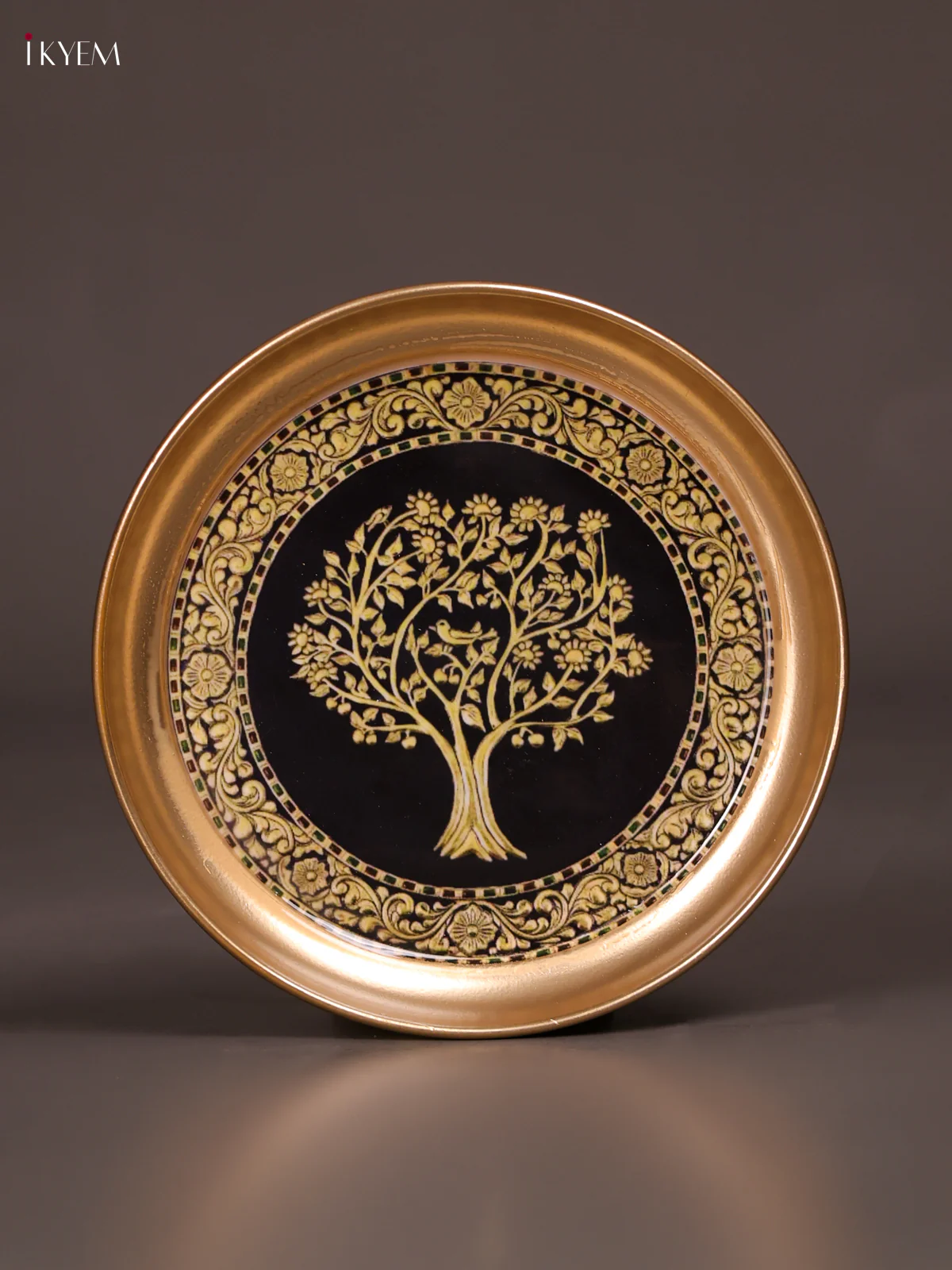 Brass Coated Plate Tree - Black -6 Inches-KEF02016