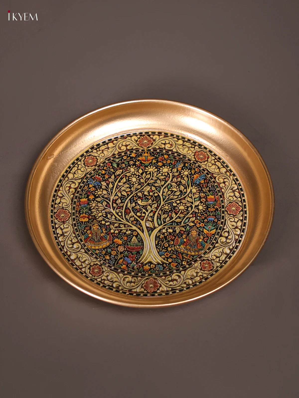 Brass Coated Plate Tree -Multicolour -6 Inches-KEF02019