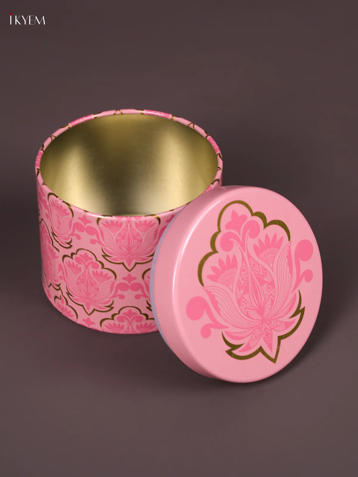 Digital Printed Dry Fruit Tin Jar Round - Lotus Pink-KEF04009 - Image 2